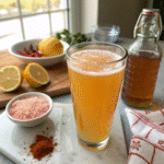 natural Mounjaro recipe for weight loss drink with lemon, pink salt, and apple cider vinegar
